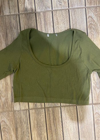 kadin haki uzun kollu crop