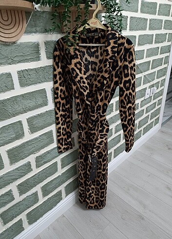 s Beden Leopar elbise