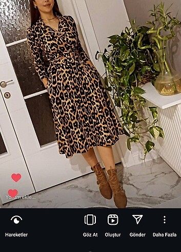Leopar elbise 