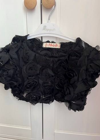 Kız Çocuk Siyah Gotik Çiçekli Bolero ve tütü takım - Görsel 2