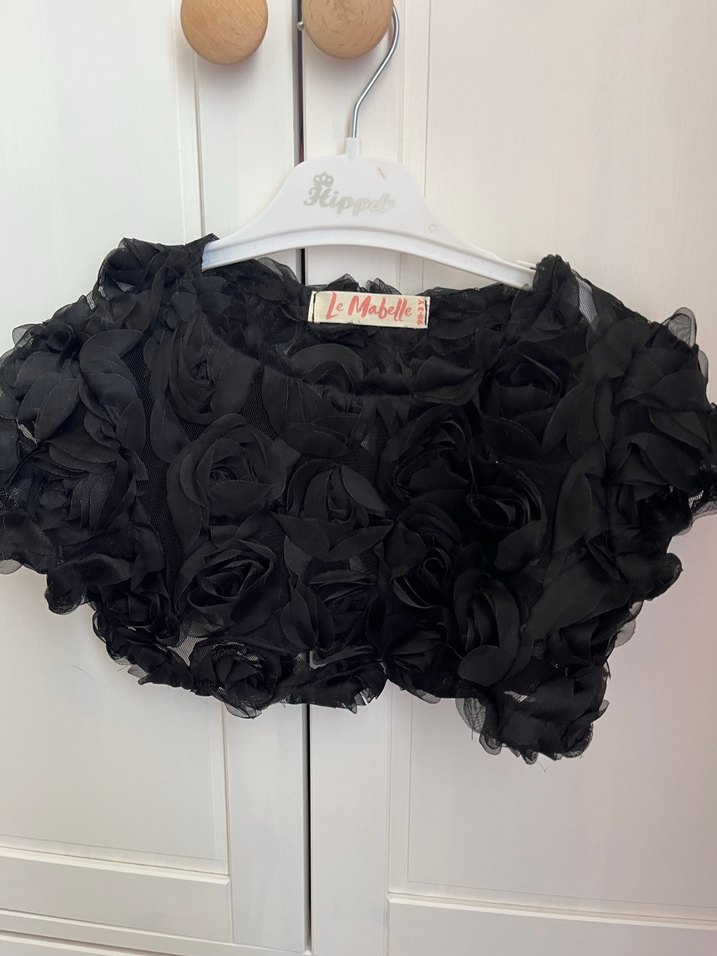 Kız Çocuk Siyah Gotik Çiçekli Bolero ve tütü takım - Görsel 2