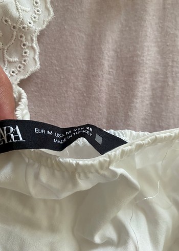 m Beden ZARA Dantel Detaylı Beyaz Kolsuz Bohem Bluz