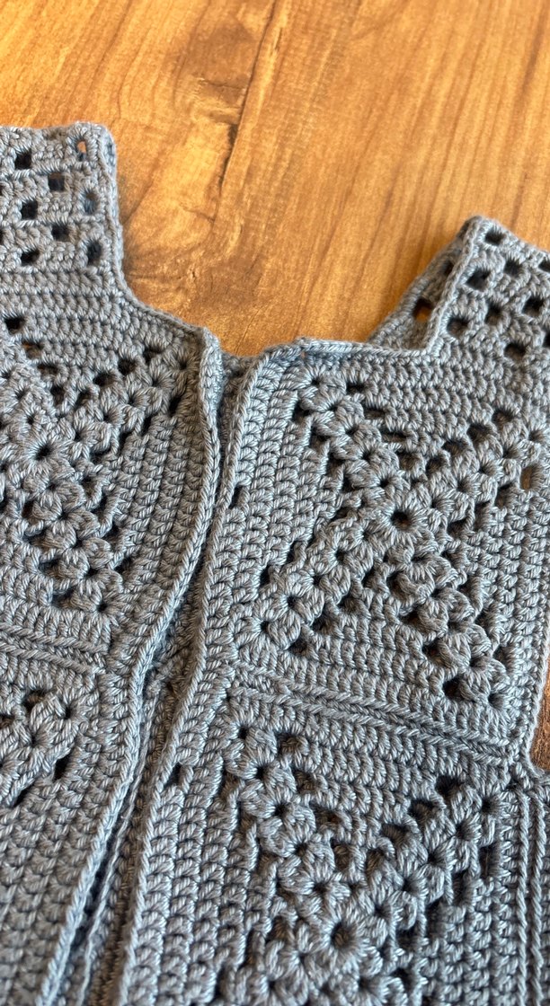 Kız Çocuk Mavi Örgü Bohem Yelek - Görsel 2