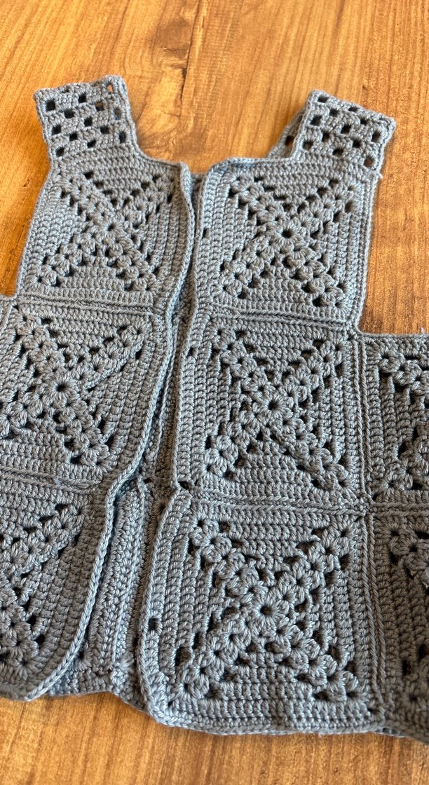 Kız Çocuk Mavi Örgü Bohem Yelek - Görsel 3