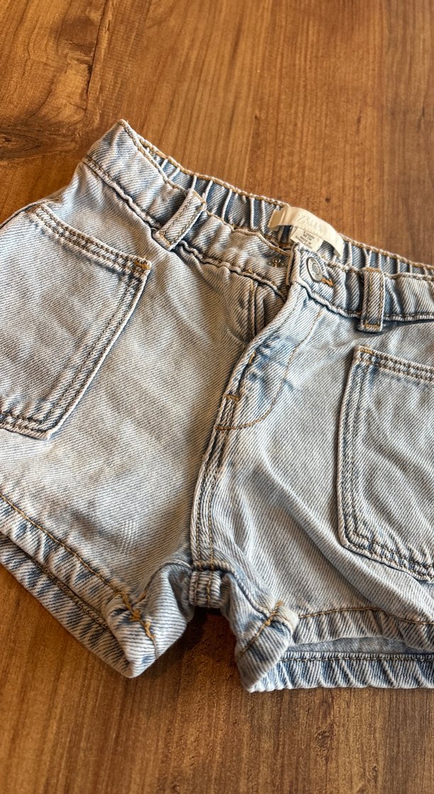 Bej Renkli Bağcıklı Kız Kot Şort - Görsel 3