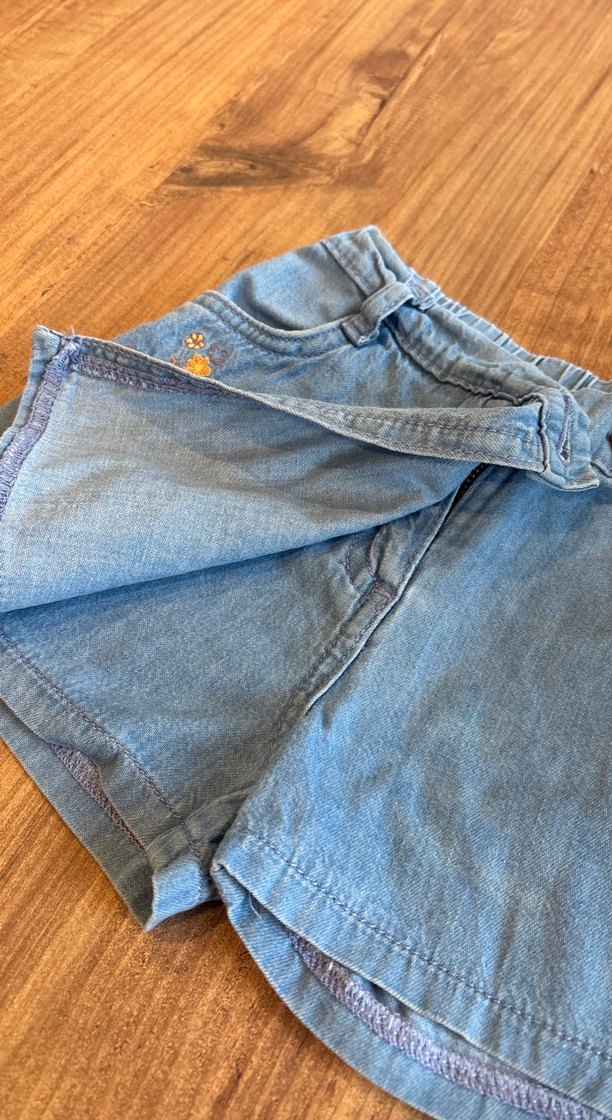 Nakışlı Mavi Kadın Kot Şort - Görsel 2