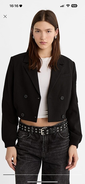 Stradivarius Stradivarius smart crop kruvaze ceket