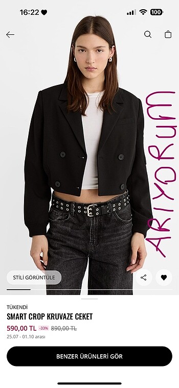 Stradivarius smart crop kruvaze ceket