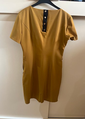 Kısa Kollu Deri Midi Elbise - Görsel 4