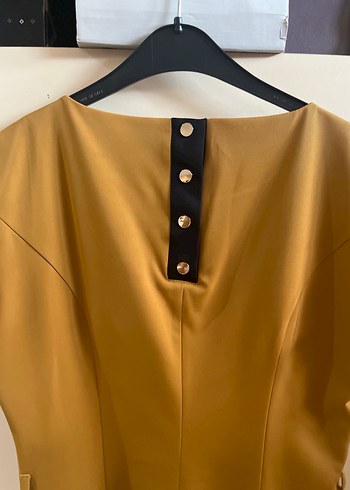 Kısa Kollu Deri Midi Elbise - Görsel 3