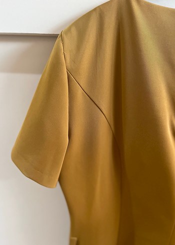 Kısa Kollu Deri Midi Elbise - Görsel 5