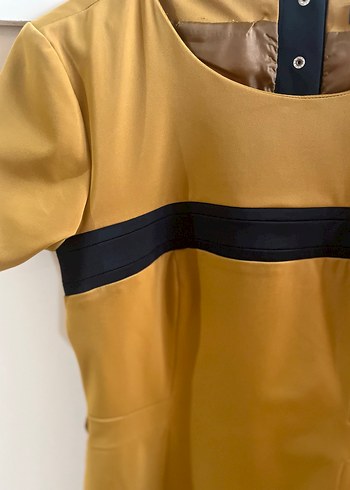 Kısa Kollu Deri Midi Elbise - Görsel 7