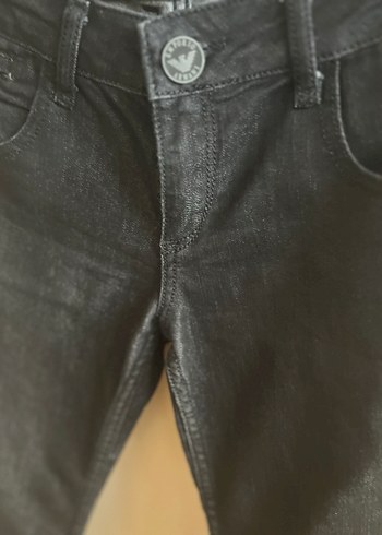 Düğmeli Siyah Kadın Denim Pantolon orijinal versace - Görsel 2