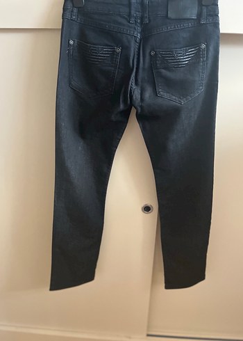 Düğmeli Siyah Kadın Denim Pantolon orijinal versace - Görsel 4