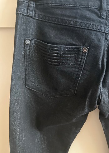 Düğmeli Siyah Kadın Denim Pantolon orijinal versace - Görsel 6
