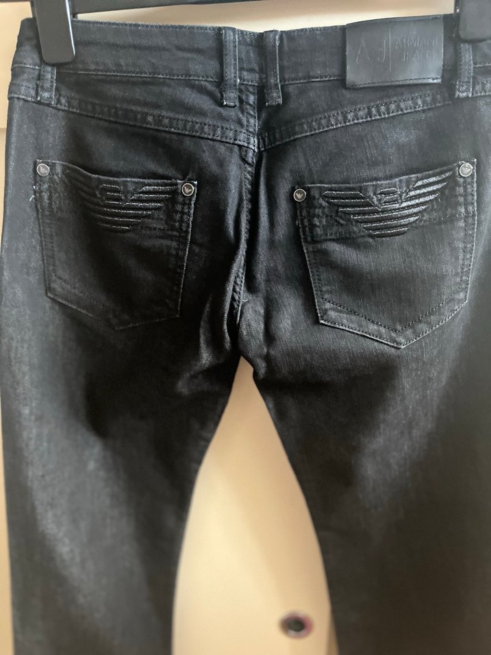 Düğmeli Siyah Kadın Denim Pantolon orijinal versace - Görsel 5