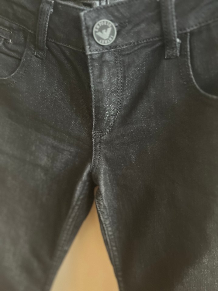 Düğmeli Siyah Kadın Denim Pantolon orijinal versace - Görsel 2