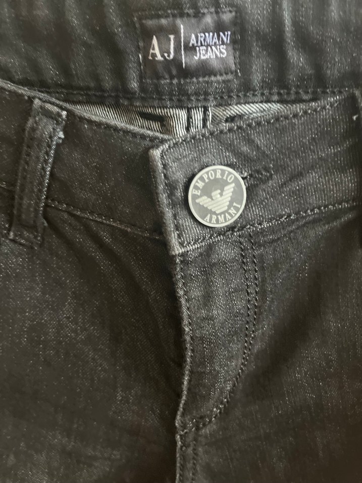 Düğmeli Siyah Kadın Denim Pantolon orijinal versace - Görsel 3