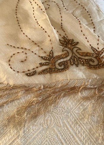 İşlemeli Beyaz Bohem Masa Örtüsü - Görsel 2