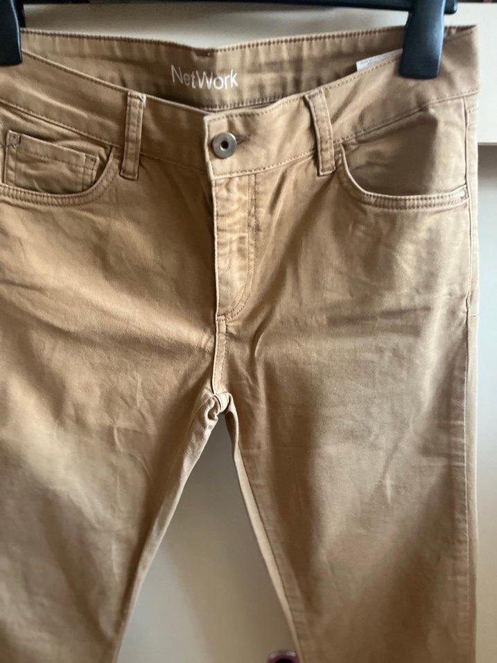 Bej Kadın Süet Kumaş Pantolon - Görsel 5