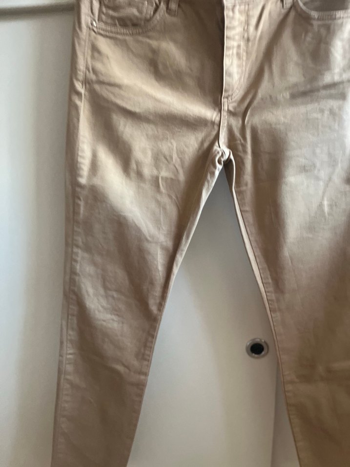 Bej Kadın Süet Kumaş Pantolon - Görsel 2