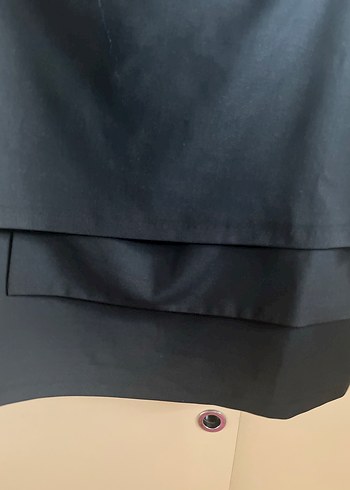 Siyah Katmanlı Drapeli Midi Etek yün kumaştır - Görsel 2