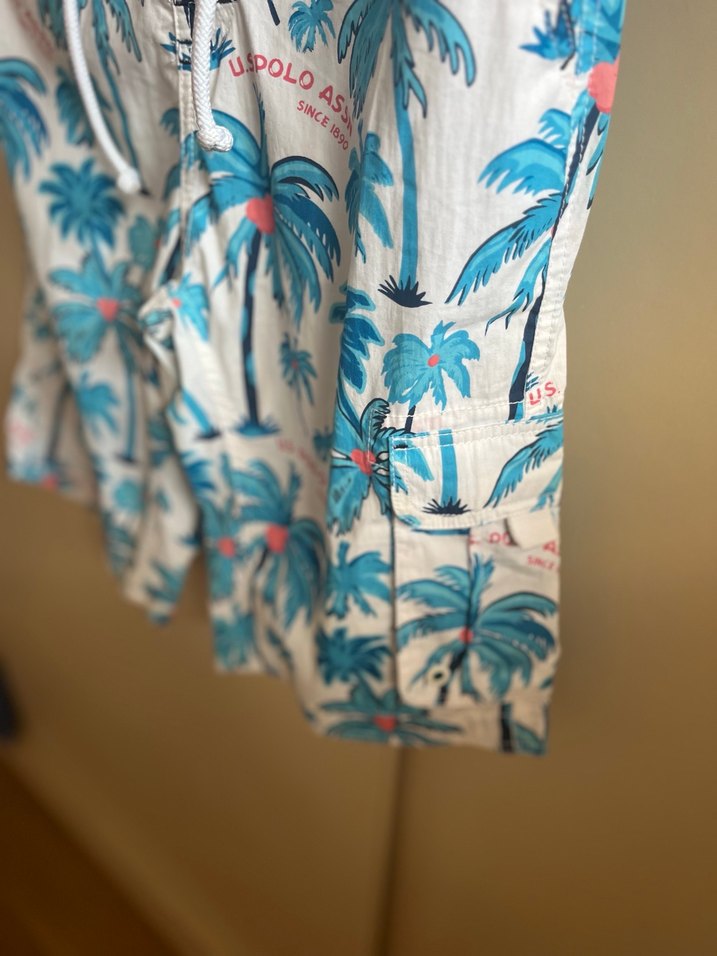 Mavi Desenli Bohem Düğmeli Erkek Mayo - Görsel 4