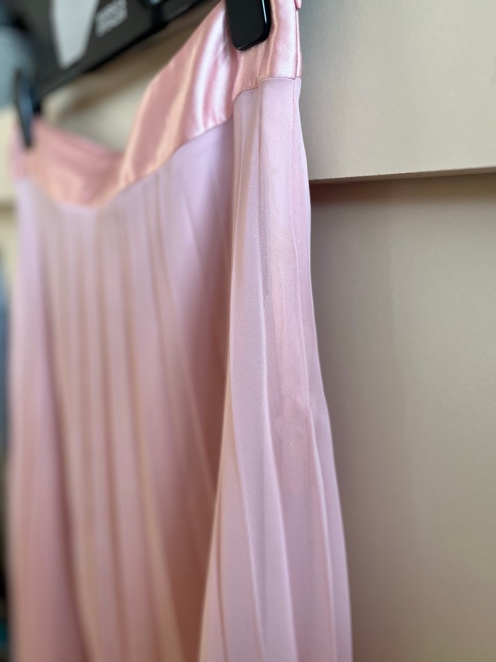 Pembe Pilili Midi Kadın Etek - Görsel 3