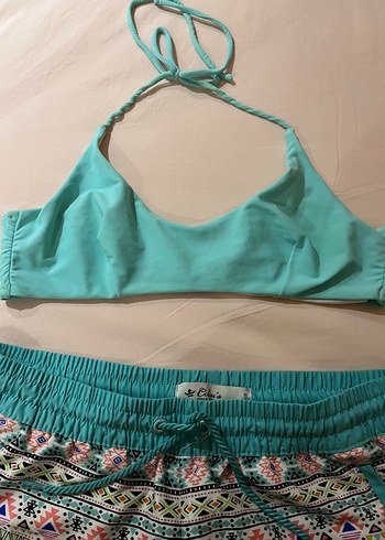 Bohem Tarzı Turkuaz Bağcıklı Mini Mayo Takımı - Görsel 3