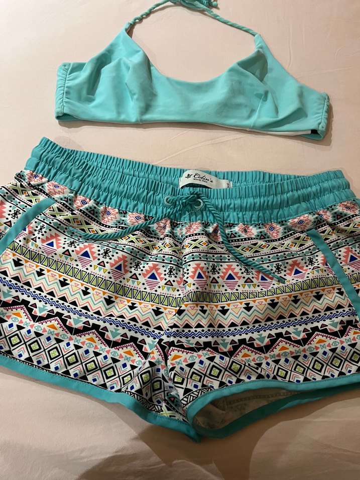 Bohem Tarzı Turkuaz Bağcıklı Mini Mayo Takımı - Görsel 2