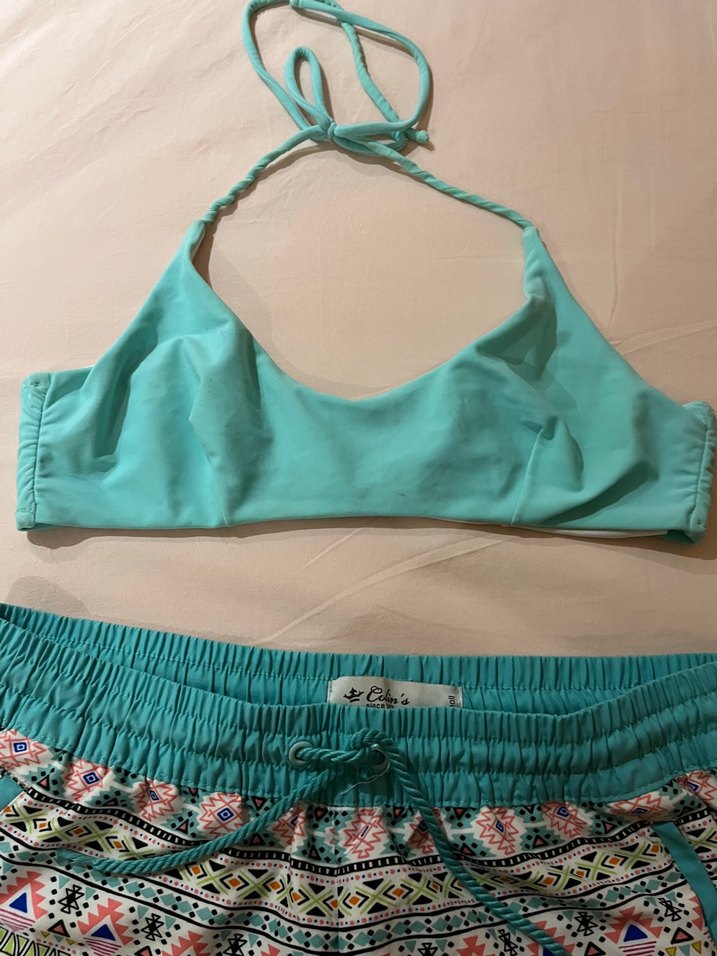 Bohem Tarzı Turkuaz Bağcıklı Mini Mayo Takımı - Görsel 3