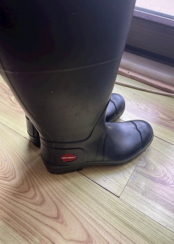 Siyah  kadın Diz Boyu Kauçuk Çizme - Görsel 6