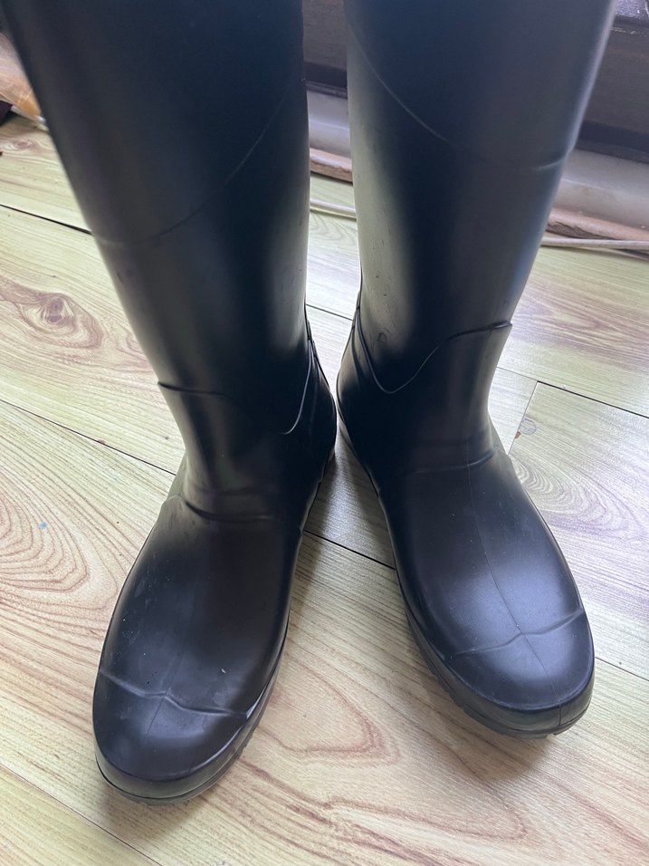 Siyah  kadın Diz Boyu Kauçuk Çizme - Görsel 4