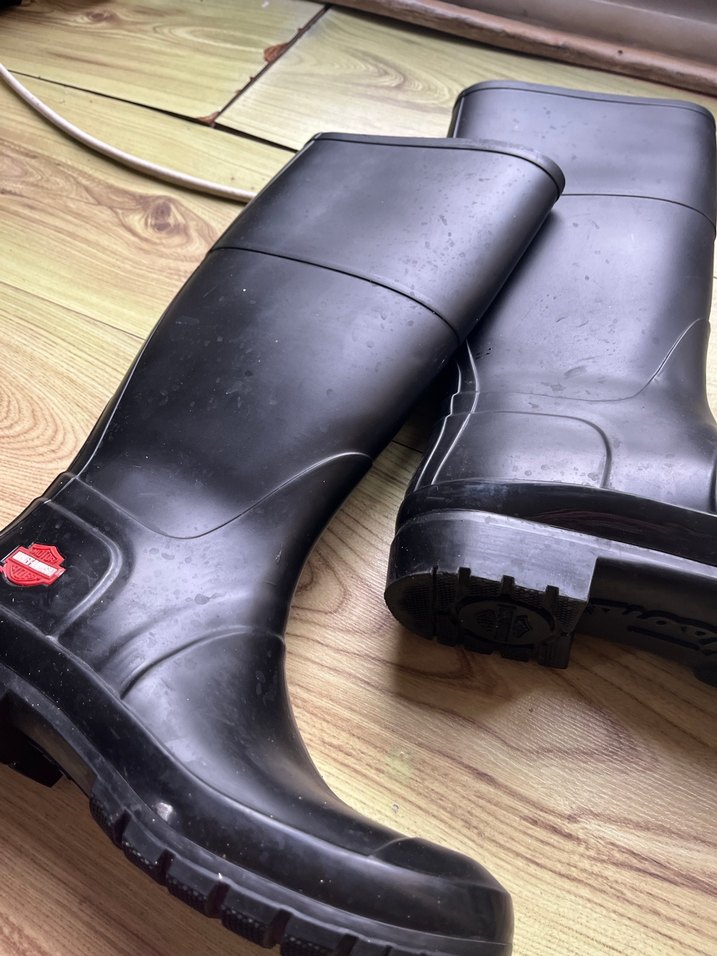 Siyah  kadın Diz Boyu Kauçuk Çizme - Görsel 2