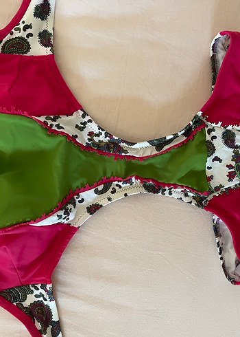 Renkli Desenli Fermuarlı Kadın Mayo tankını - Görsel 3