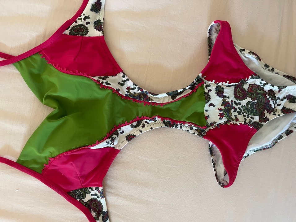 Renkli Desenli Fermuarlı Kadın Mayo tankını - Görsel 3