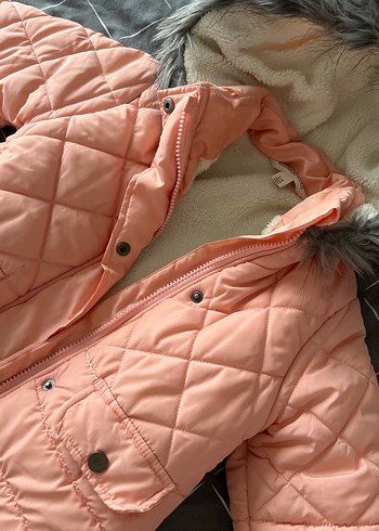 Pembe Kürklü Kız Çocuk Mont - Görsel 7
