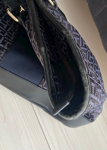 Klasik Desenli Mavi Kadın Omuz Çantası - Görsel 9