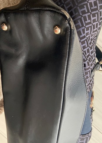 Klasik Desenli Mavi Kadın Omuz Çantası - Görsel 4