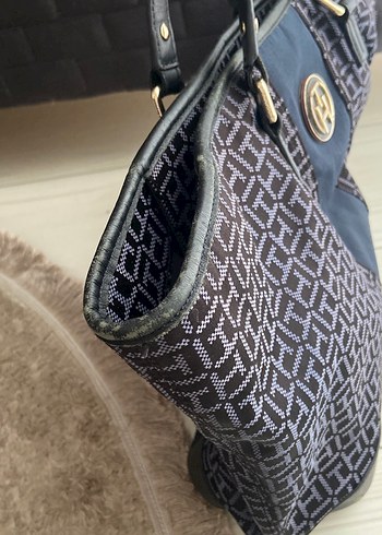 Klasik Desenli Mavi Kadın Omuz Çantası - Görsel 8