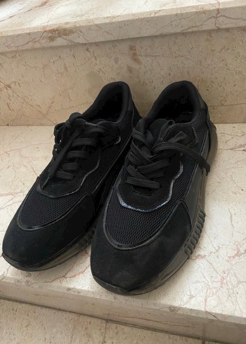 Siyah Bağcıklı Stiletto Topuklu Spor Ayakkabı - Görsel 2