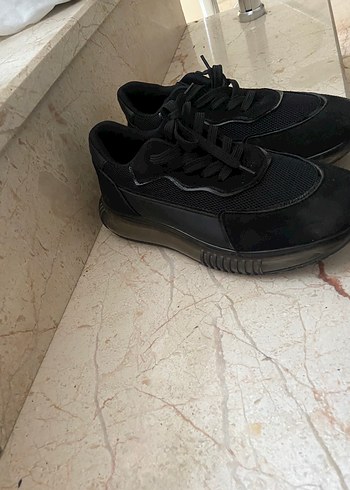 Siyah Bağcıklı Stiletto Topuklu Spor Ayakkabı - Görsel 3