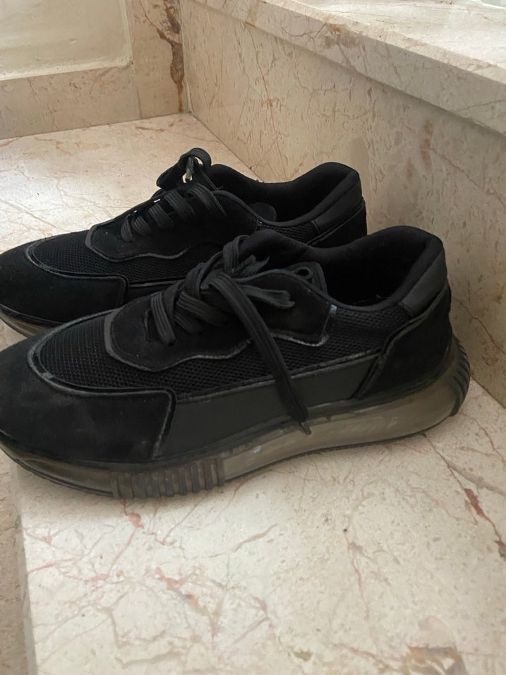 Siyah Bağcıklı Stiletto Topuklu Spor Ayakkabı - Görsel 4