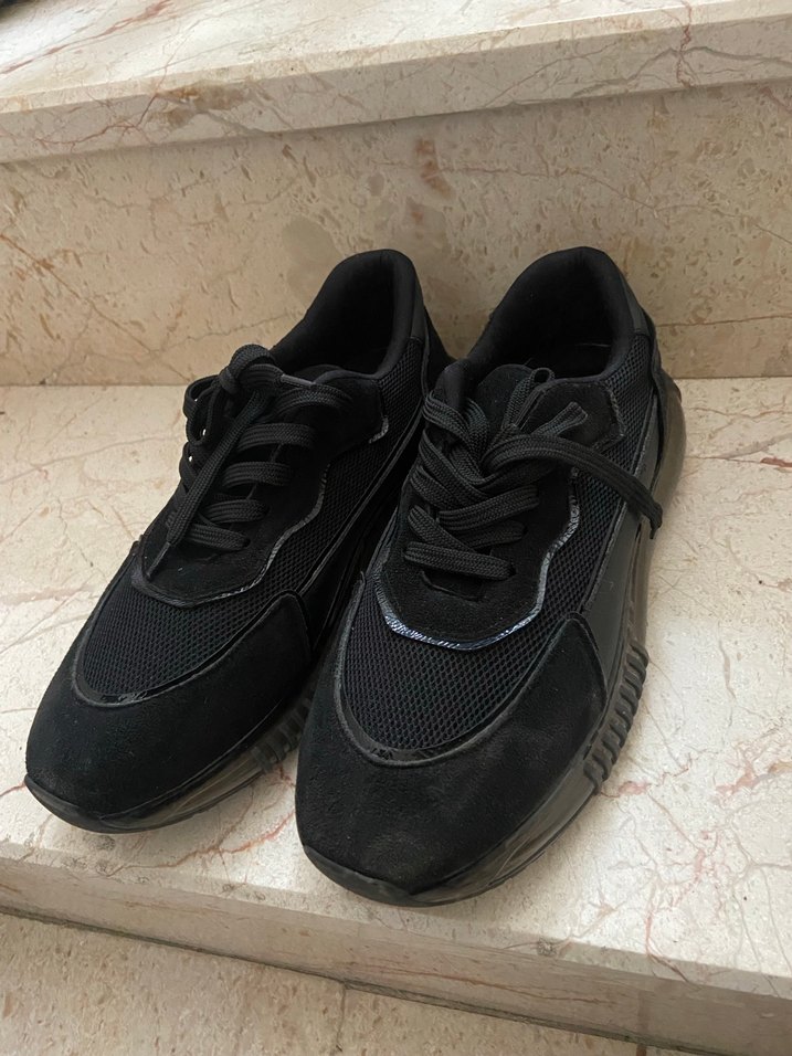 Siyah Bağcıklı Stiletto Topuklu Spor Ayakkabı - Görsel 2