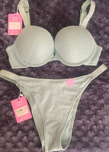 Su yeşili Bohem Tarzı Pastel Sütyen Takımı - Görsel 3