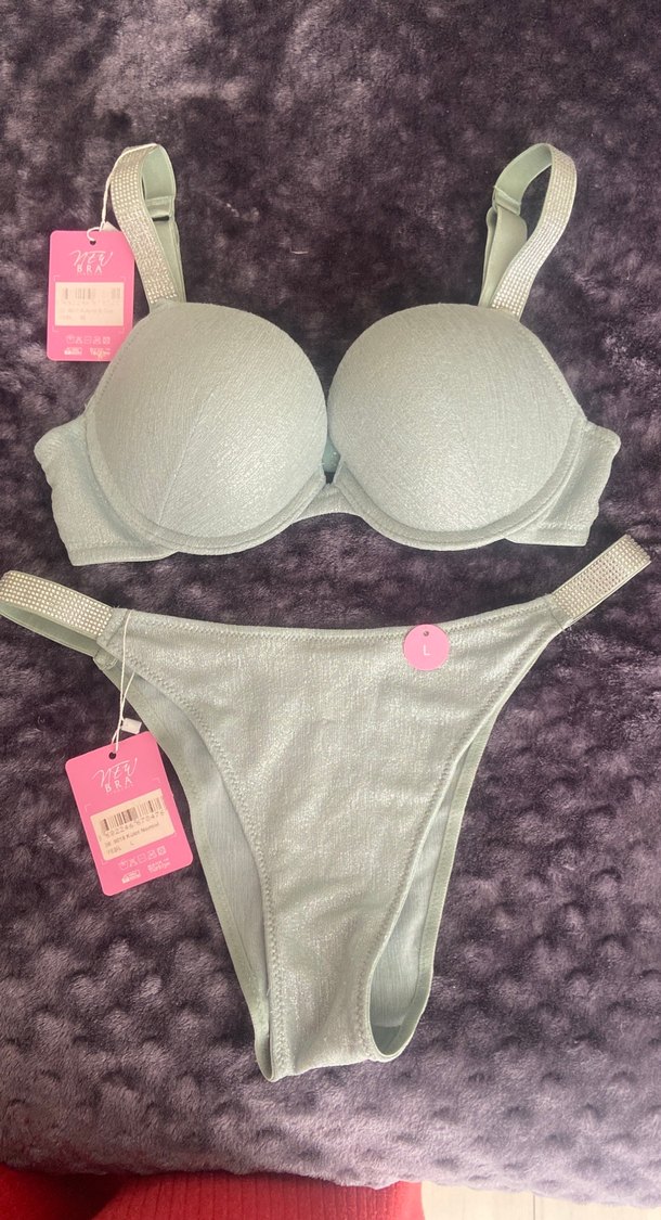 Su yeşili Bohem Tarzı Pastel Sütyen Takımı - Görsel 3