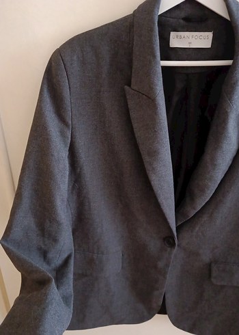 URBAN FOCUS Düğmeli Gri Keten Kadın Blazer Ceket L beden - Görsel 2