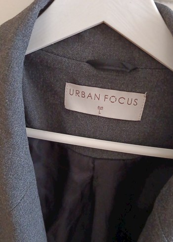 URBAN FOCUS Düğmeli Gri Keten Kadın Blazer Ceket L beden - Görsel 3