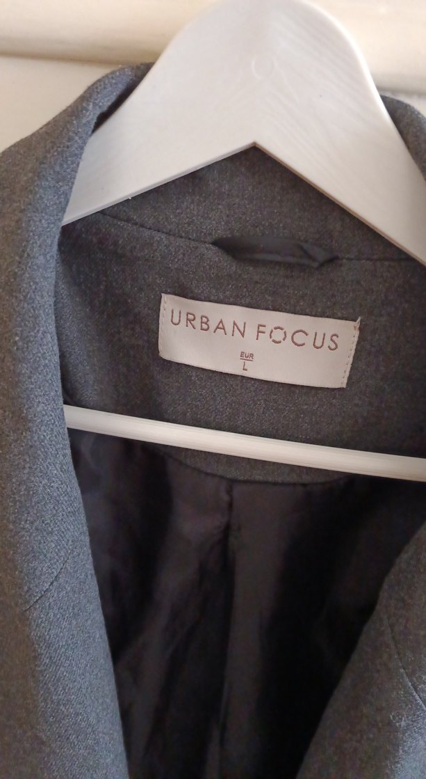 URBAN FOCUS Düğmeli Gri Keten Kadın Blazer Ceket L beden - Görsel 3