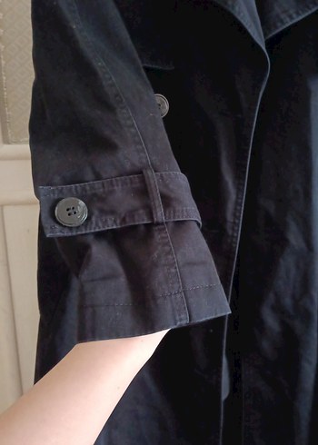 İPEKYOL Siyah Kadın Keten Midi Trençkot 38 beden - Görsel 4